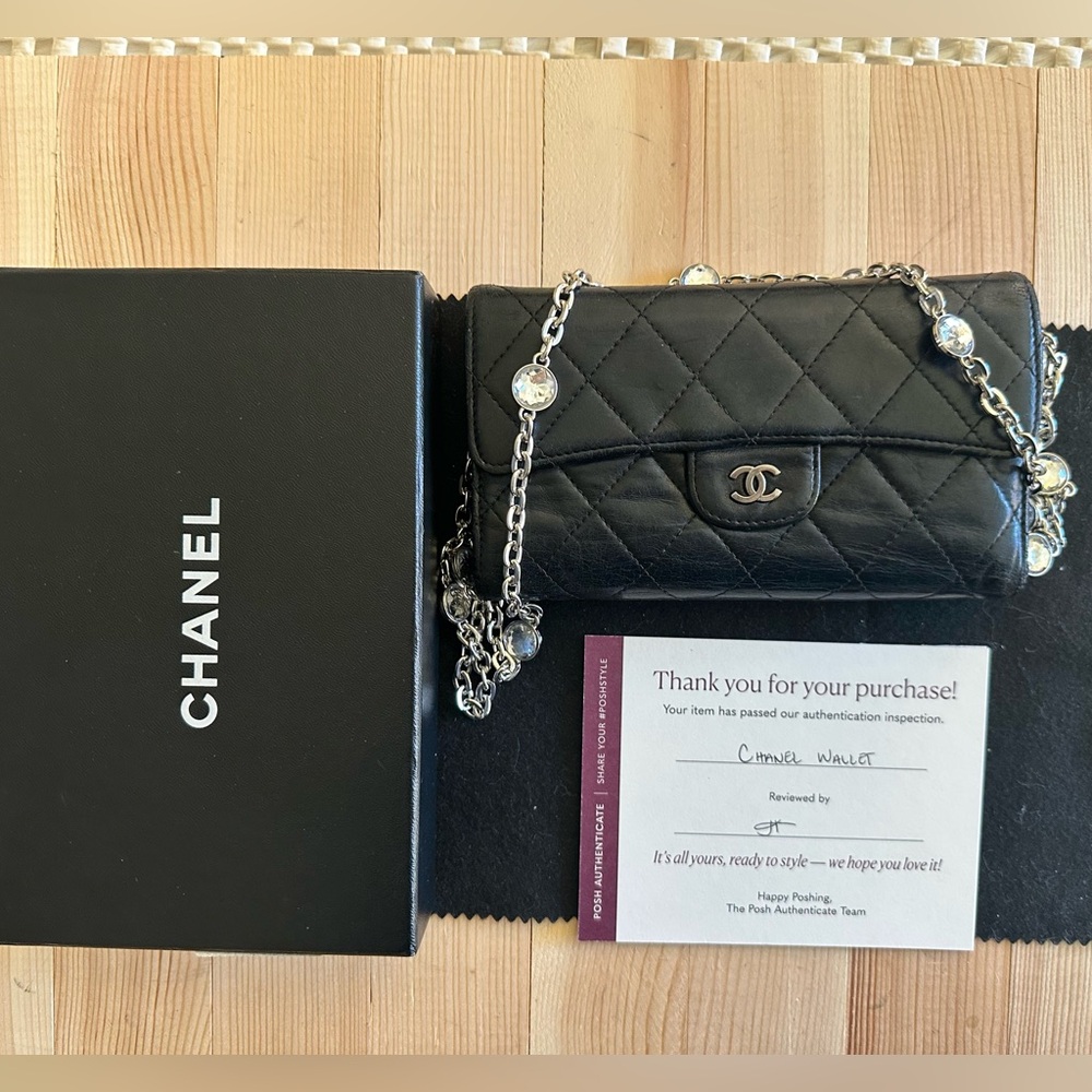 24 hr sale Chanel  Lambskin Classic Flap Wallet with coa box unbranded chain - Picture 9 of 14